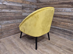 Retro Styled Mustard Yellow Velvet Accent Chair Mid Century Style Tub Armchair