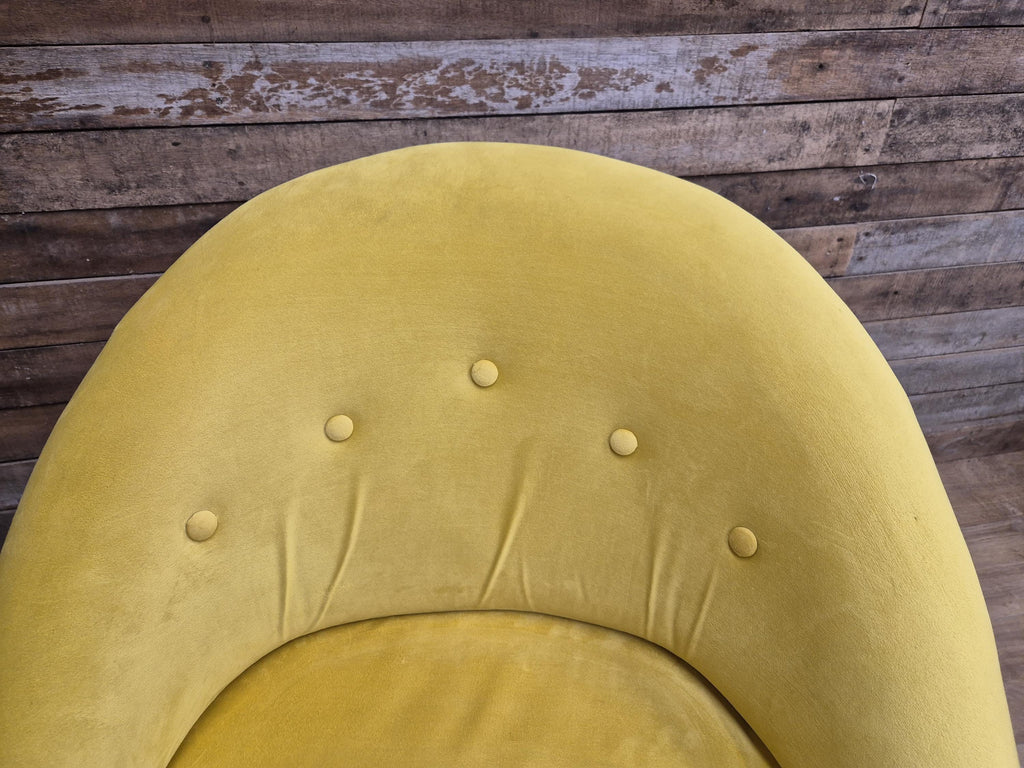 Retro Styled Mustard Yellow Velvet Accent Chair Mid Century Style Tub Armchair
