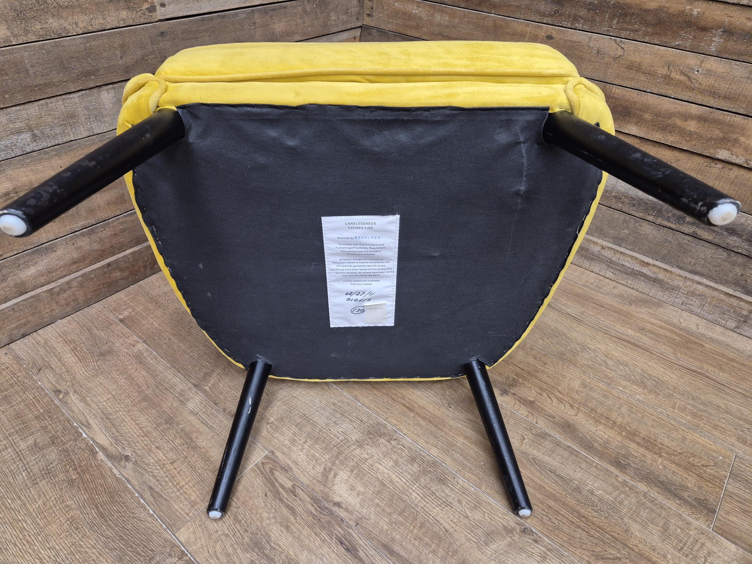 Retro Styled Mustard Yellow Velvet Accent Chair Mid Century Style Tub Armchair