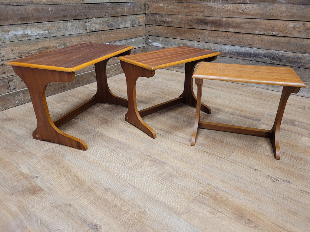 Mid Century Teak Nesting Tables Retro Chic Danish Inspired