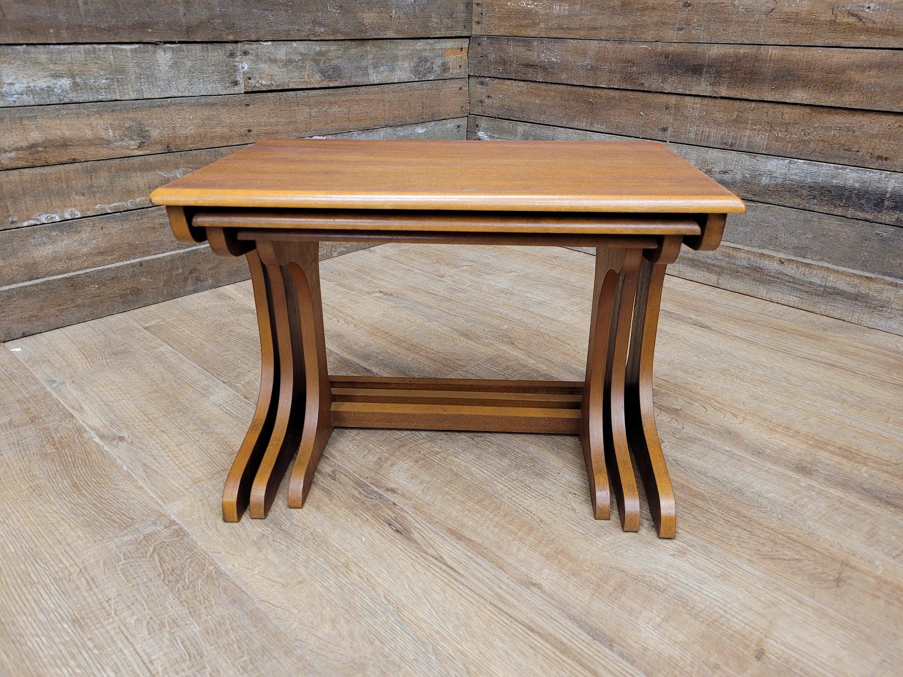 Mid Century Teak Nesting Tables Retro Chic Danish Inspired