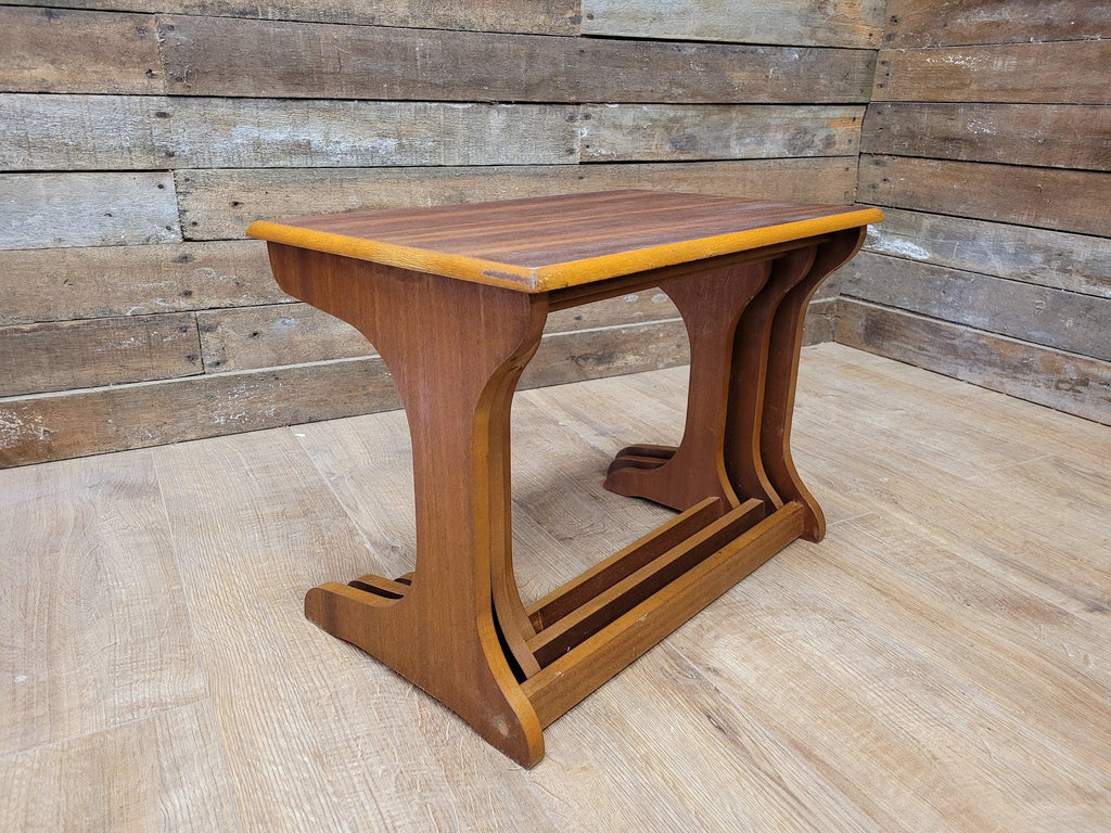 Mid Century Teak Nesting Tables Retro Chic Danish Inspired