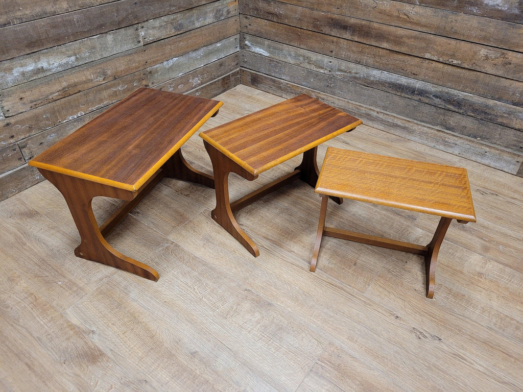 Mid Century Teak Nesting Tables Retro Chic Danish Inspired