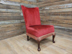 Mid Century Bedroom Nursing Chair Red Velour Fabric Retro Chic With Frills