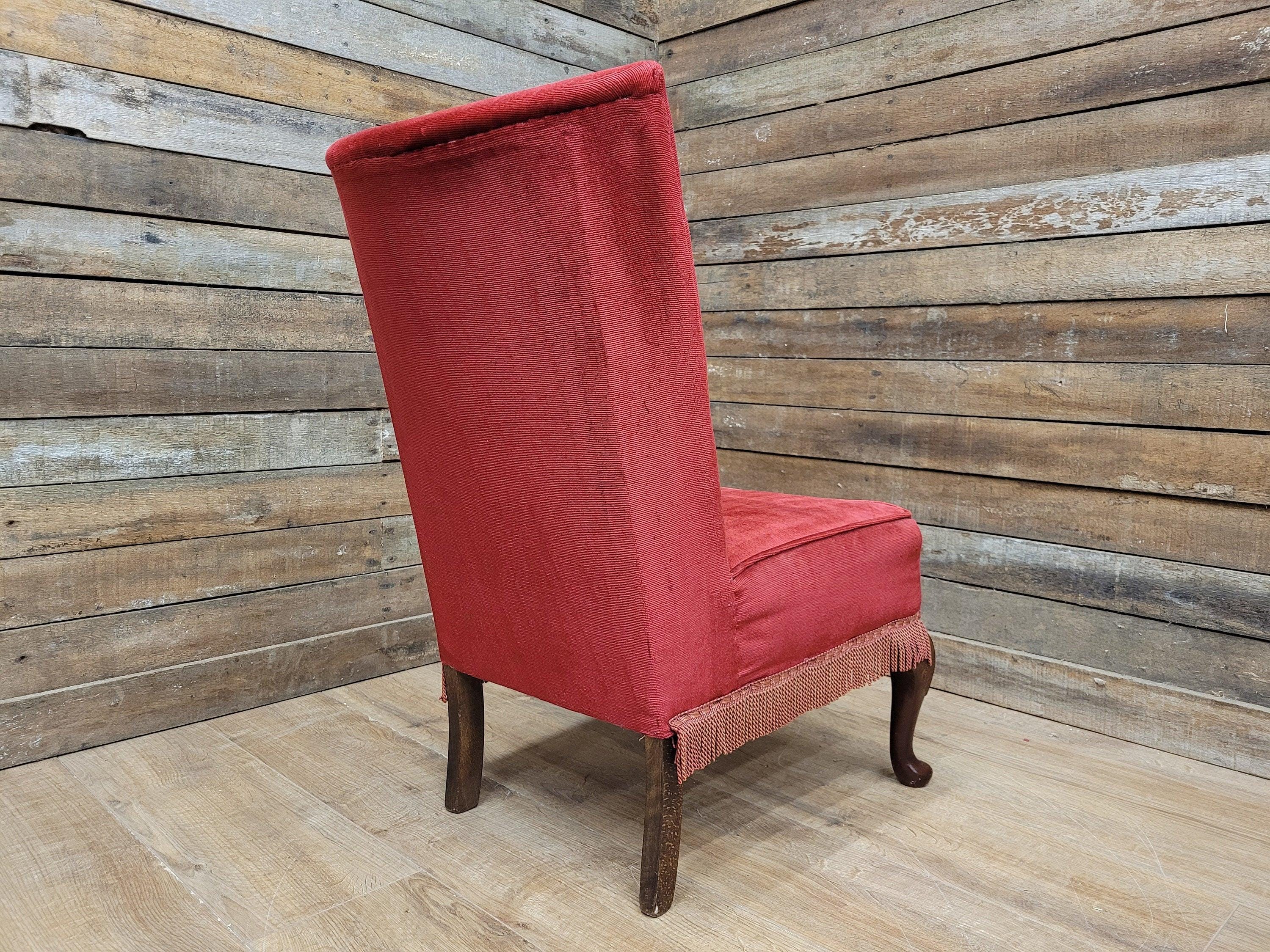 Mid Century Bedroom Nursing Chair Red Velour Fabric Retro Chic With Frills