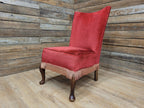Mid Century Bedroom Nursing Chair Red Velour Fabric Retro Chic With Frills