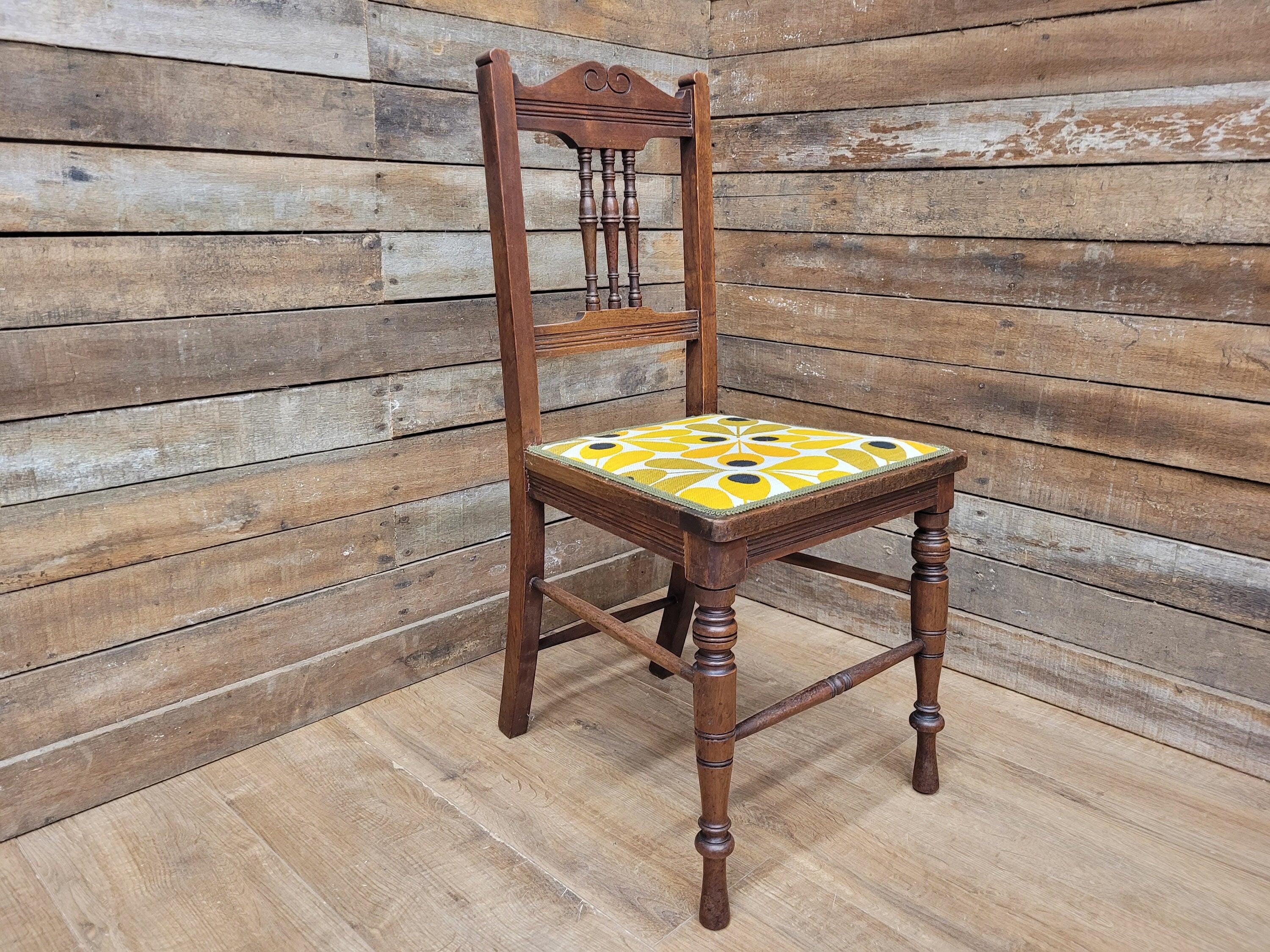 Antique Mahogany Framed Edwardian Hall Bedroom Chair Designer Fabric