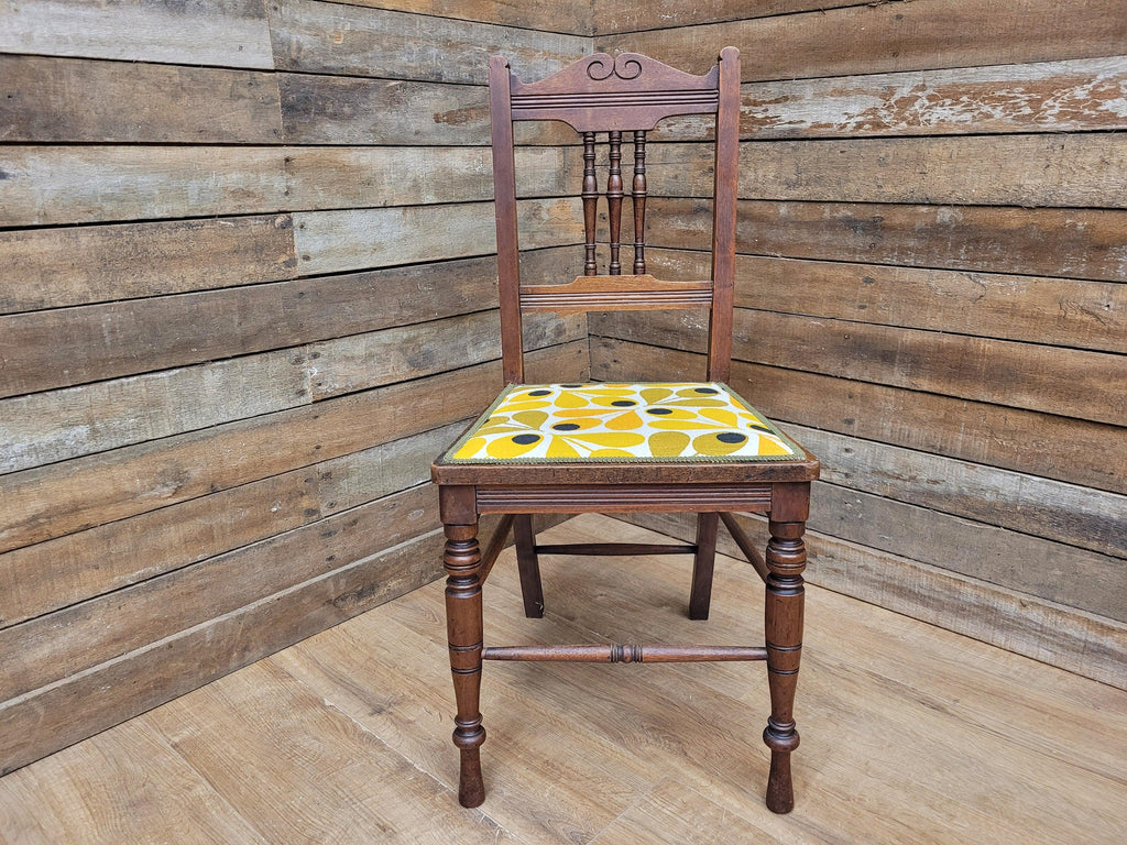 Antique Mahogany Framed Edwardian Hall Bedroom Chair Designer Fabric