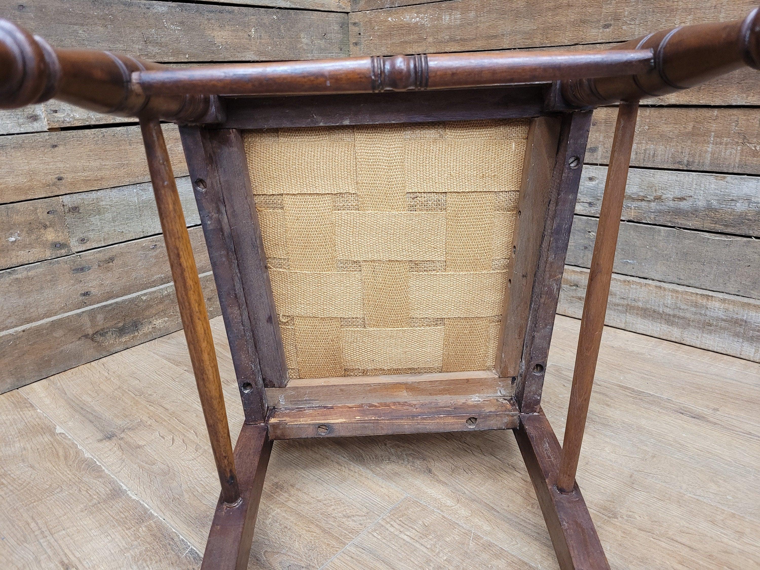 Antique Mahogany Framed Edwardian Hall Bedroom Chair Designer Fabric