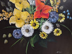 Mid Century Original Signed Framed Painting Of Still Life Flowers