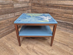 Mid Century Danish Influenced Teak Decoupaged Up Cycled Side Table Afromosia