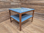 Mid Century Danish Influenced Teak Decoupaged Up Cycled Side Table Afromosia