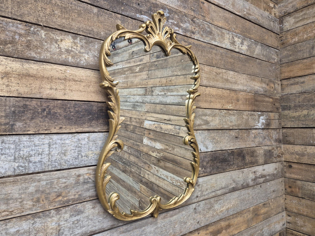 Vintage Rococo Gold Gilt Style Ornate Mantle Wall Mirror