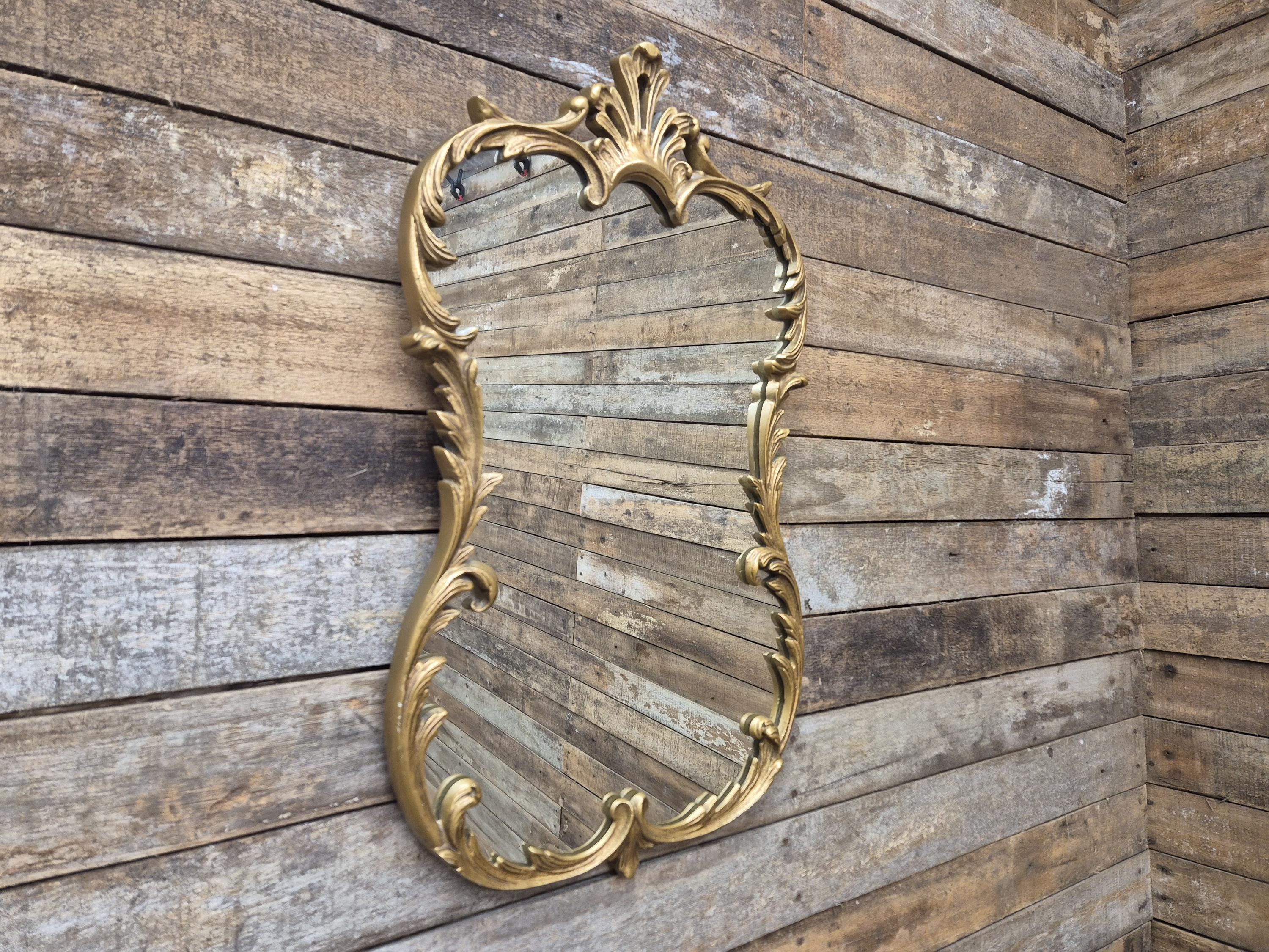 Vintage Rococo Gold Gilt Style Ornate Mantle Wall Mirror