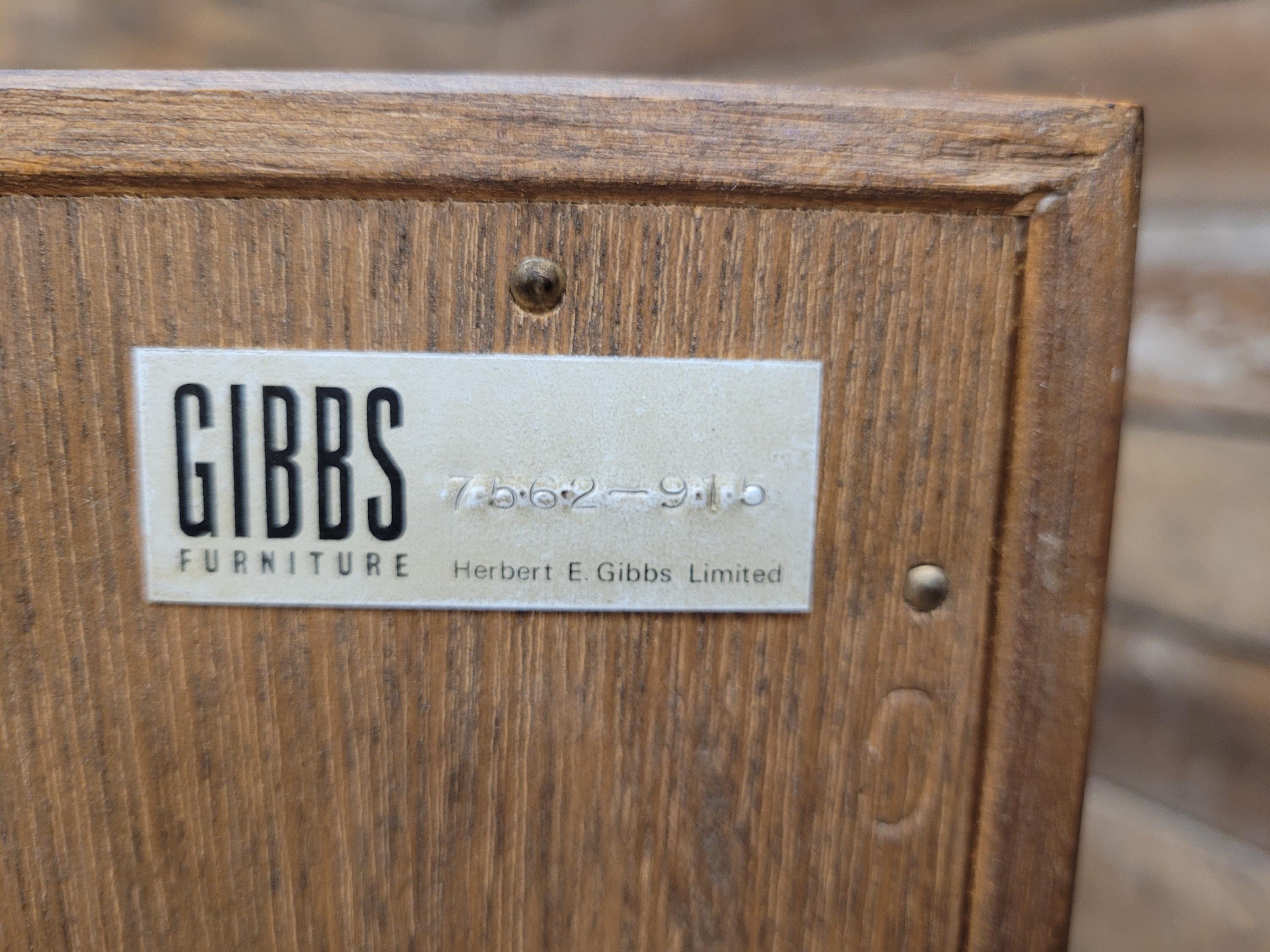 Herbert E Gibbs Vintage Glazed Sliding Door Bookcase Adjustable Shelves