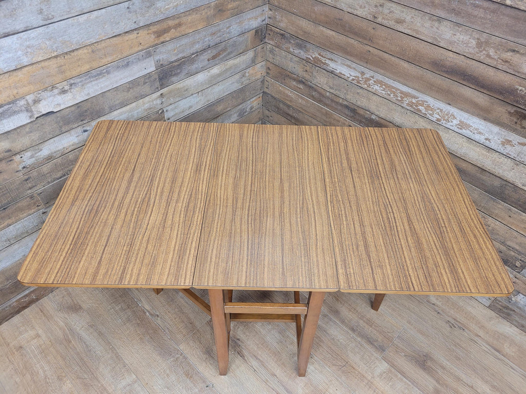 Mid Century Vintage Teak Style Formica Drop Leaf Dining Table Retro