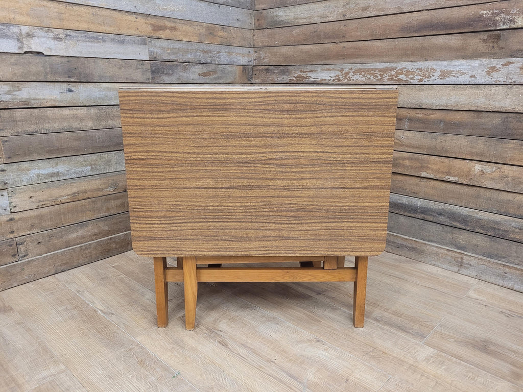 Mid Century Vintage Teak Style Formica Drop Leaf Dining Table Retro
