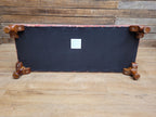 Upholstered Footstool Bench Red Moroccan Style Fabric Wooden Feet
