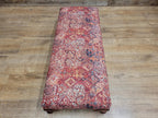 Upholstered Footstool Bench Red Moroccan Style Fabric Wooden Feet