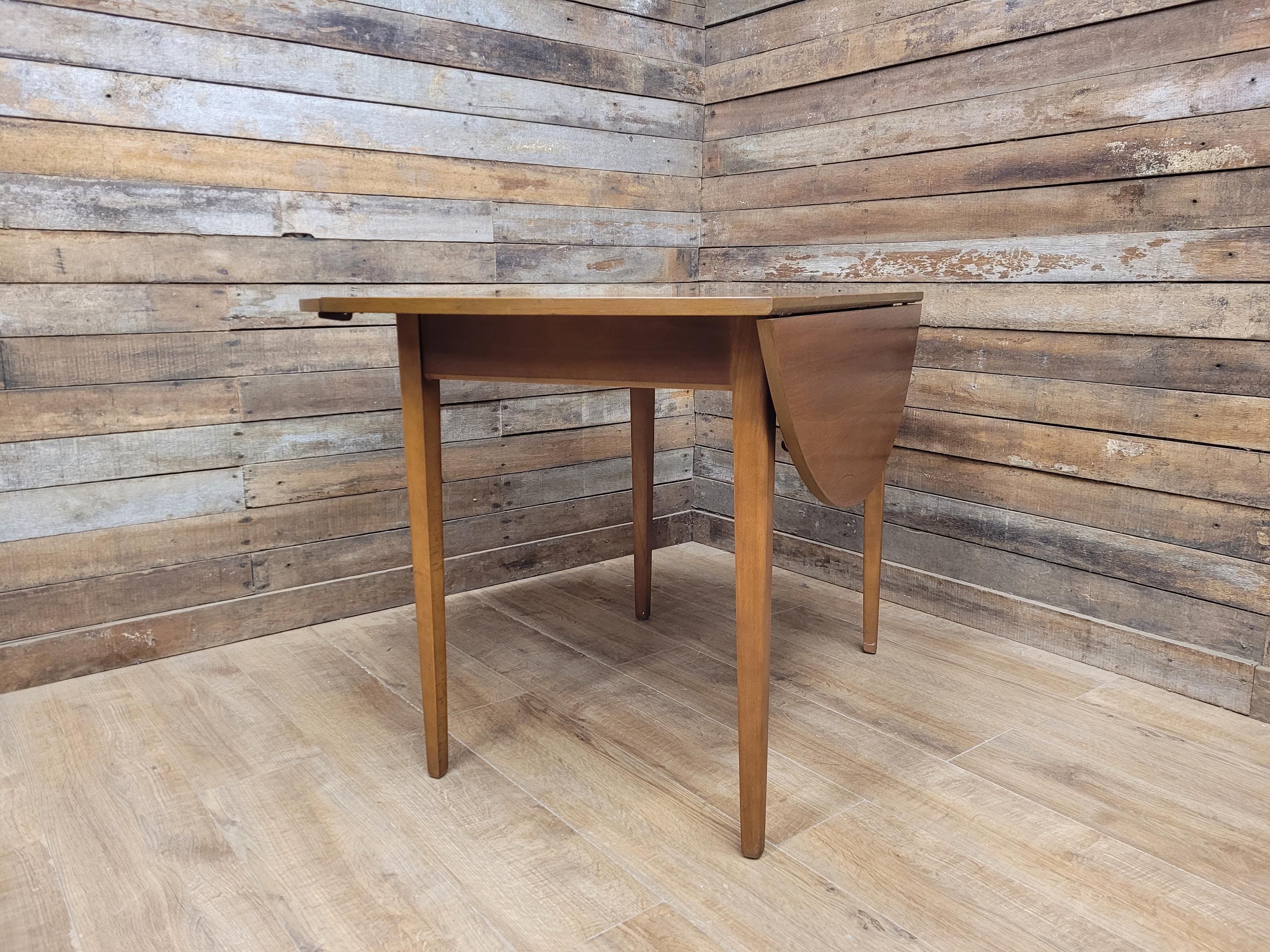 Vintage Teak Drop Leaf Dining Table Pin Legs Mid Century Retro Chic