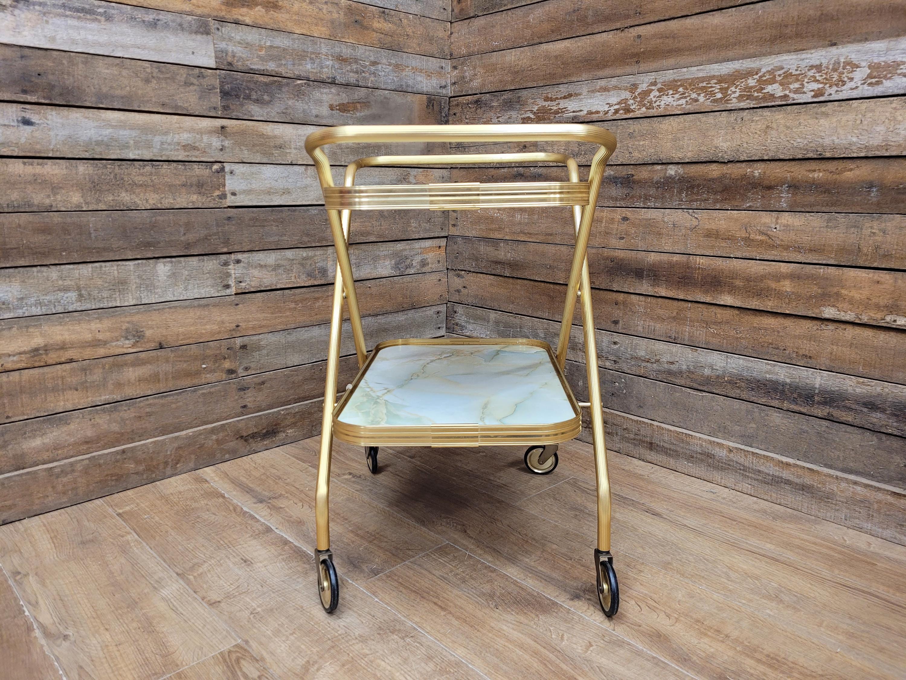 Mid Century Two Tier Retro Drinks Trolley Cocktail Trolley Foldable Vintage