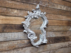 Vintage Shaped Silver Gilt Style Ornate Wall Mirror Rococo Style