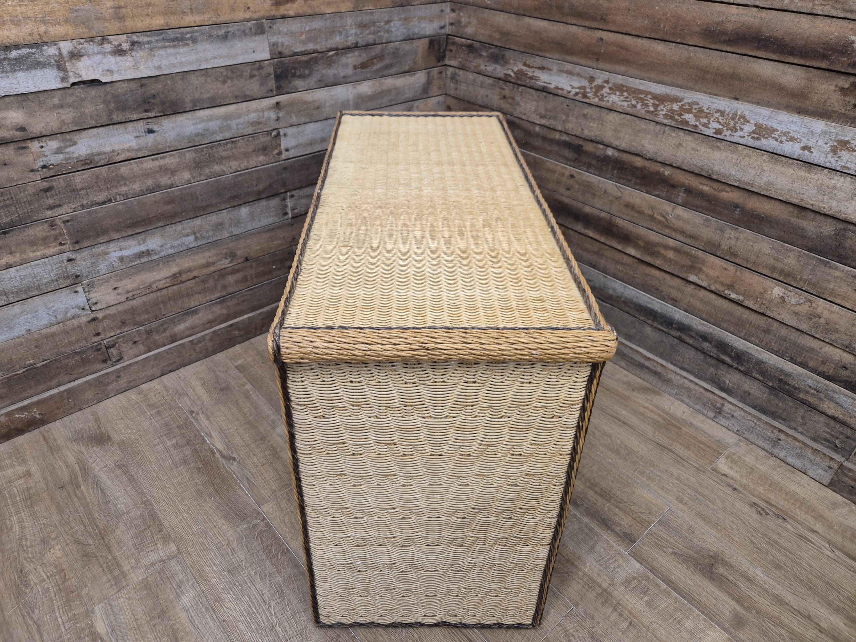 Vintage Wicker Small Desk Console Table With Drawers Rattan Hall Table