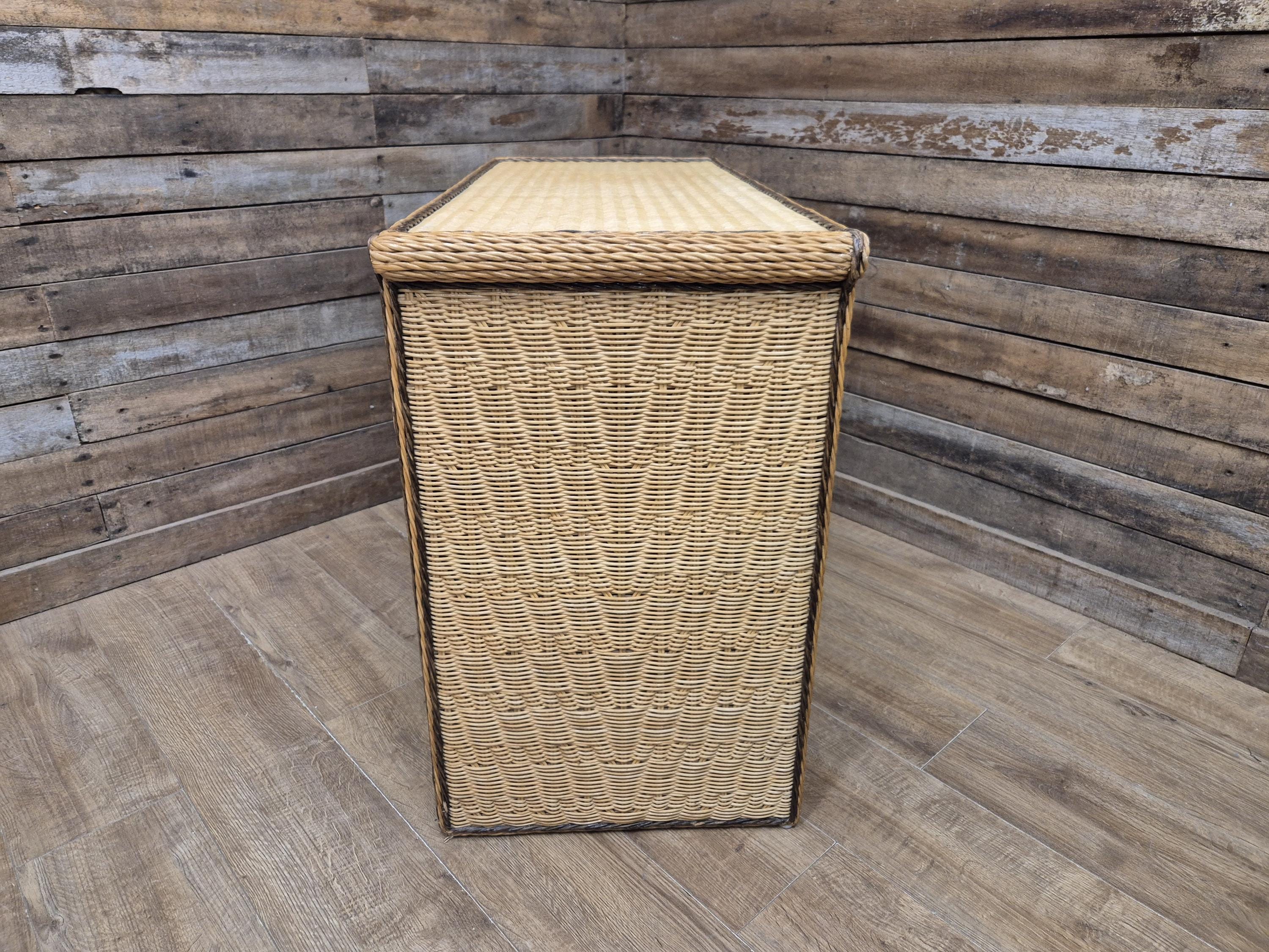 Vintage Wicker Small Desk Console Table With Drawers Rattan Hall Table