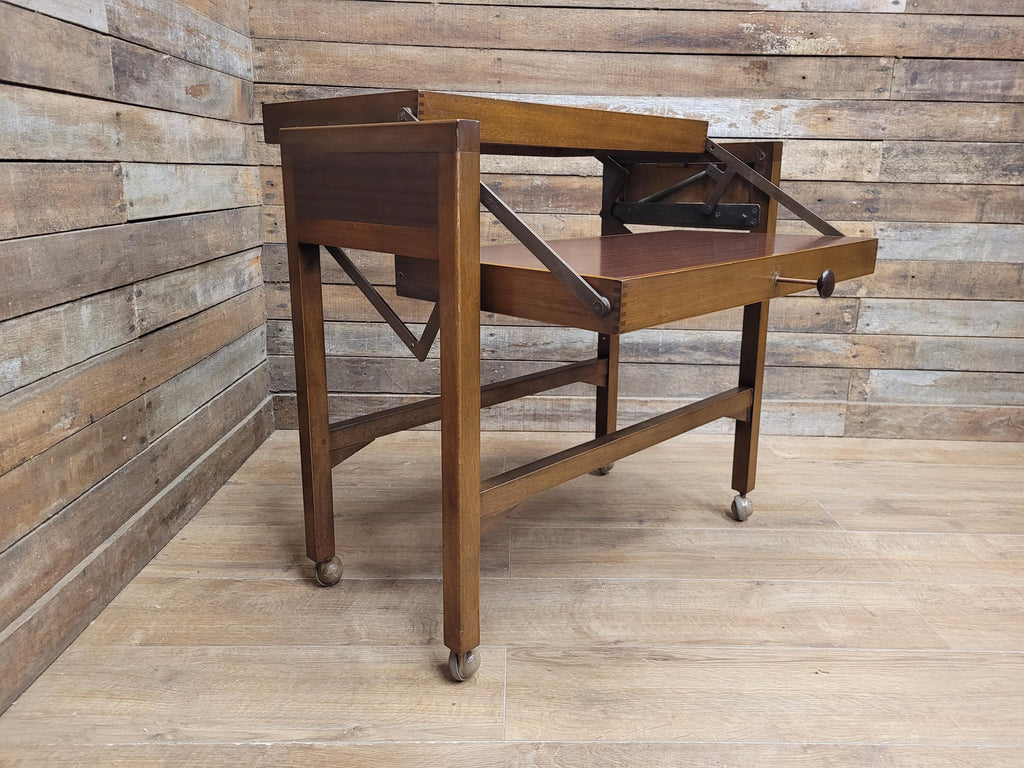 Mid Century Metamorphic Trolley Table Formica Tiger Stripe Folding Table
