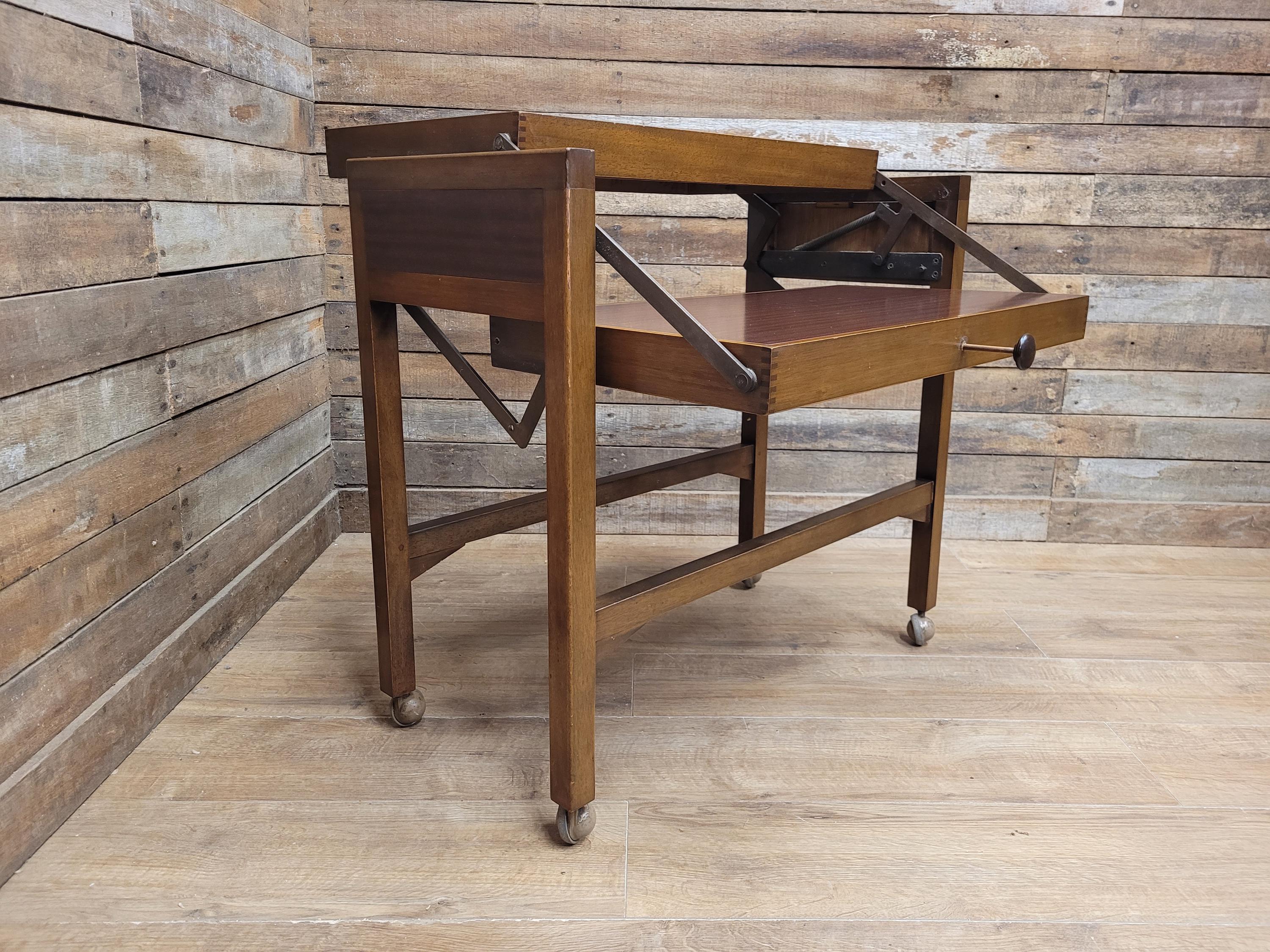 Mid Century Metamorphic Trolley Table Formica Tiger Stripe Folding Table