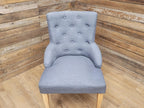 Grey Button Back Fabric Armchair Accent Chair Solid Wood Legs Modern