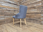 Grey Button Back Fabric Armchair Accent Chair Solid Wood Legs Modern