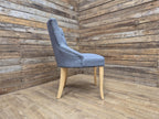 Grey Button Back Fabric Armchair Accent Chair Solid Wood Legs Modern