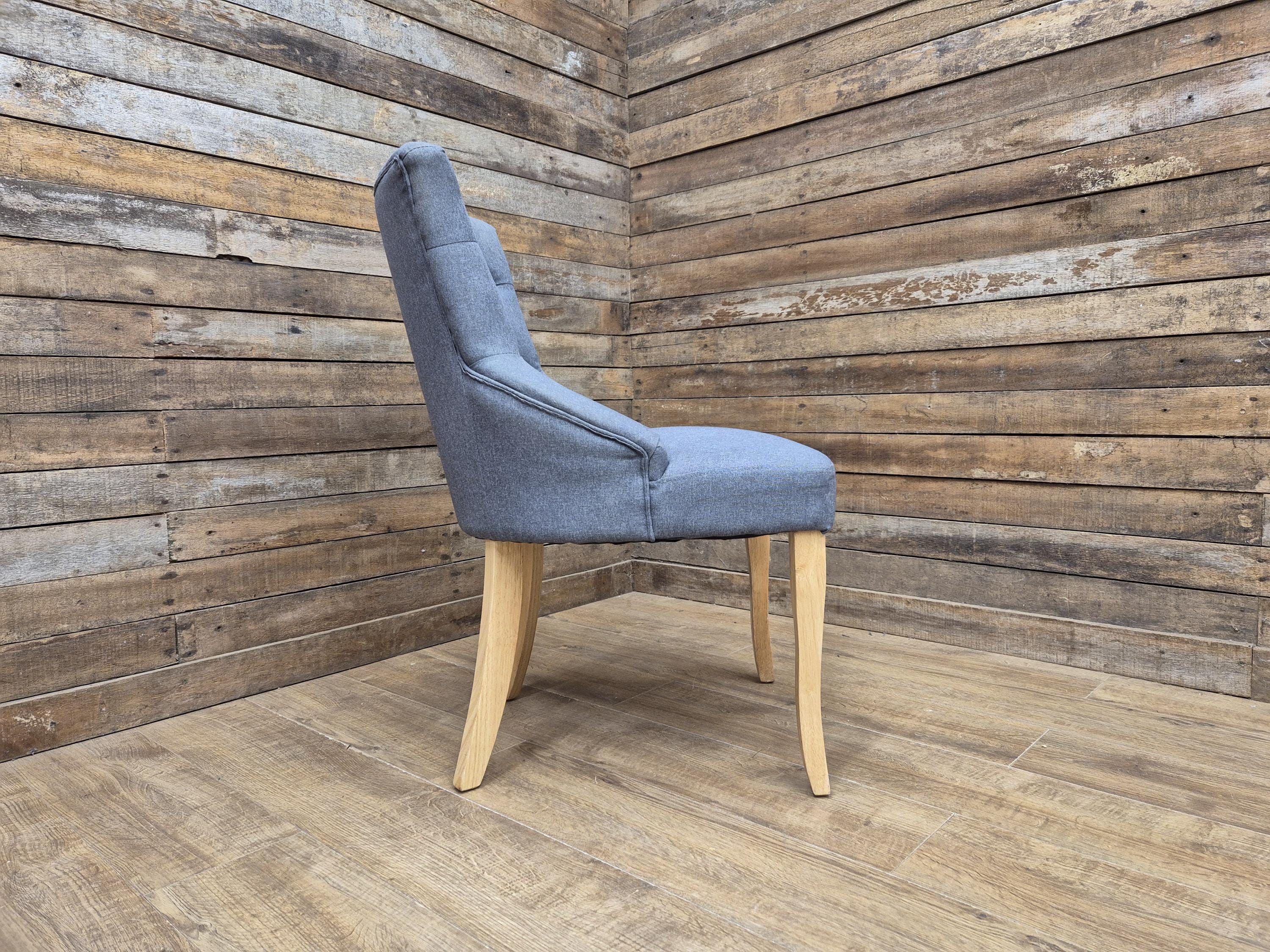 Grey Button Back Fabric Armchair Accent Chair Solid Wood Legs Modern