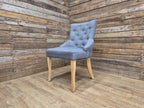 Grey Button Back Fabric Armchair Accent Chair Solid Wood Legs Modern