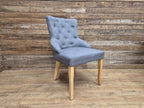 Grey Button Back Fabric Armchair Accent Chair Solid Wood Legs Modern