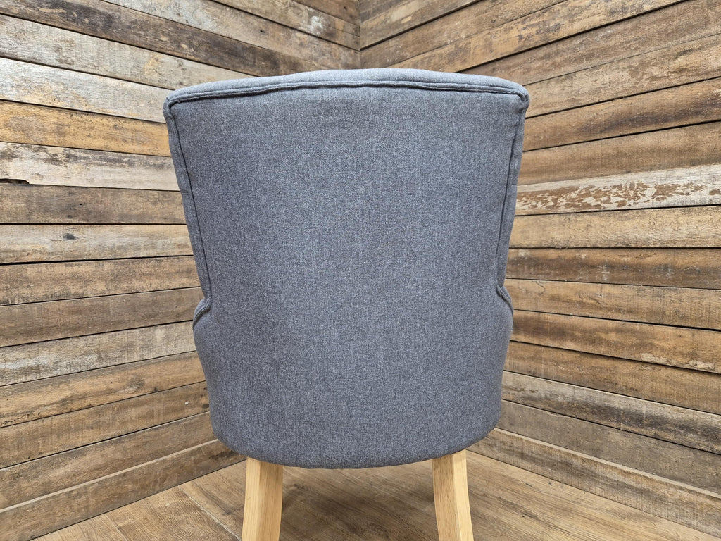 Grey Button Back Fabric Armchair Accent Chair Solid Wood Legs Modern