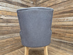 Grey Button Back Fabric Armchair Accent Chair Solid Wood Legs Modern