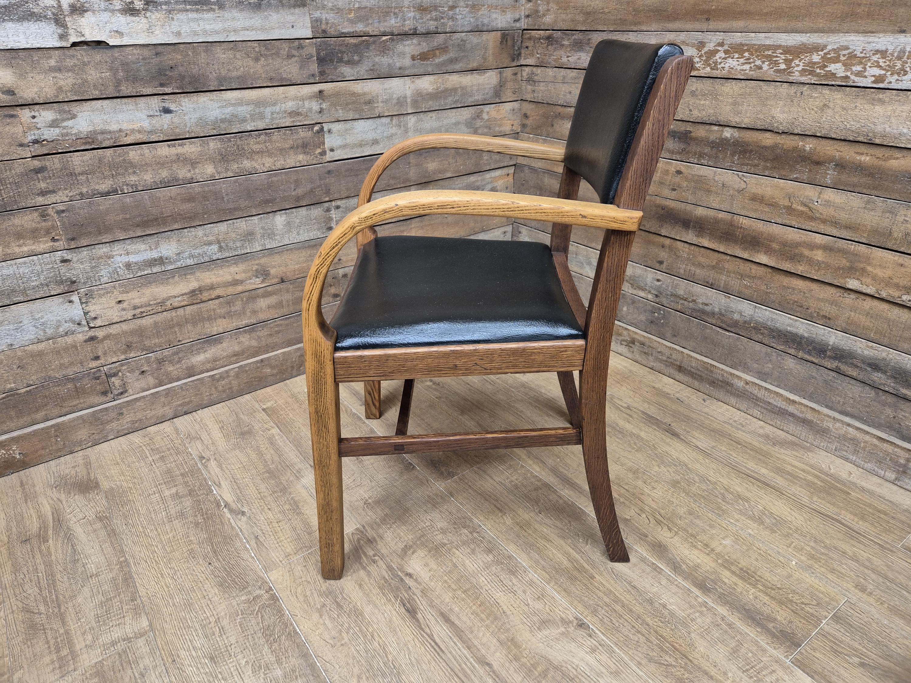 1956 Parker Knoll Oak Armchair Air Ministry AM Mid Century Office Chair