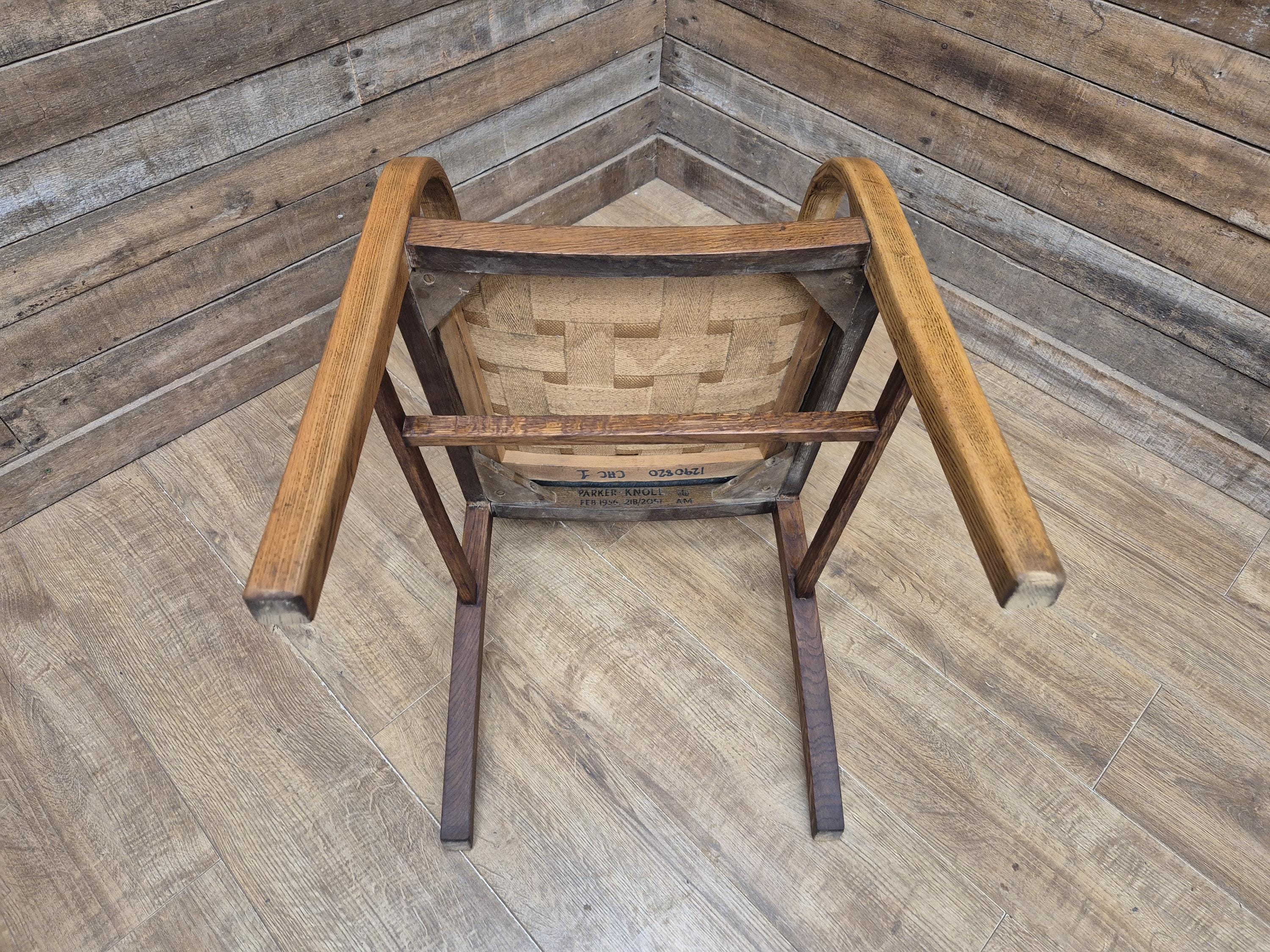 1956 Parker Knoll Oak Armchair Air Ministry AM Mid Century Office Chair