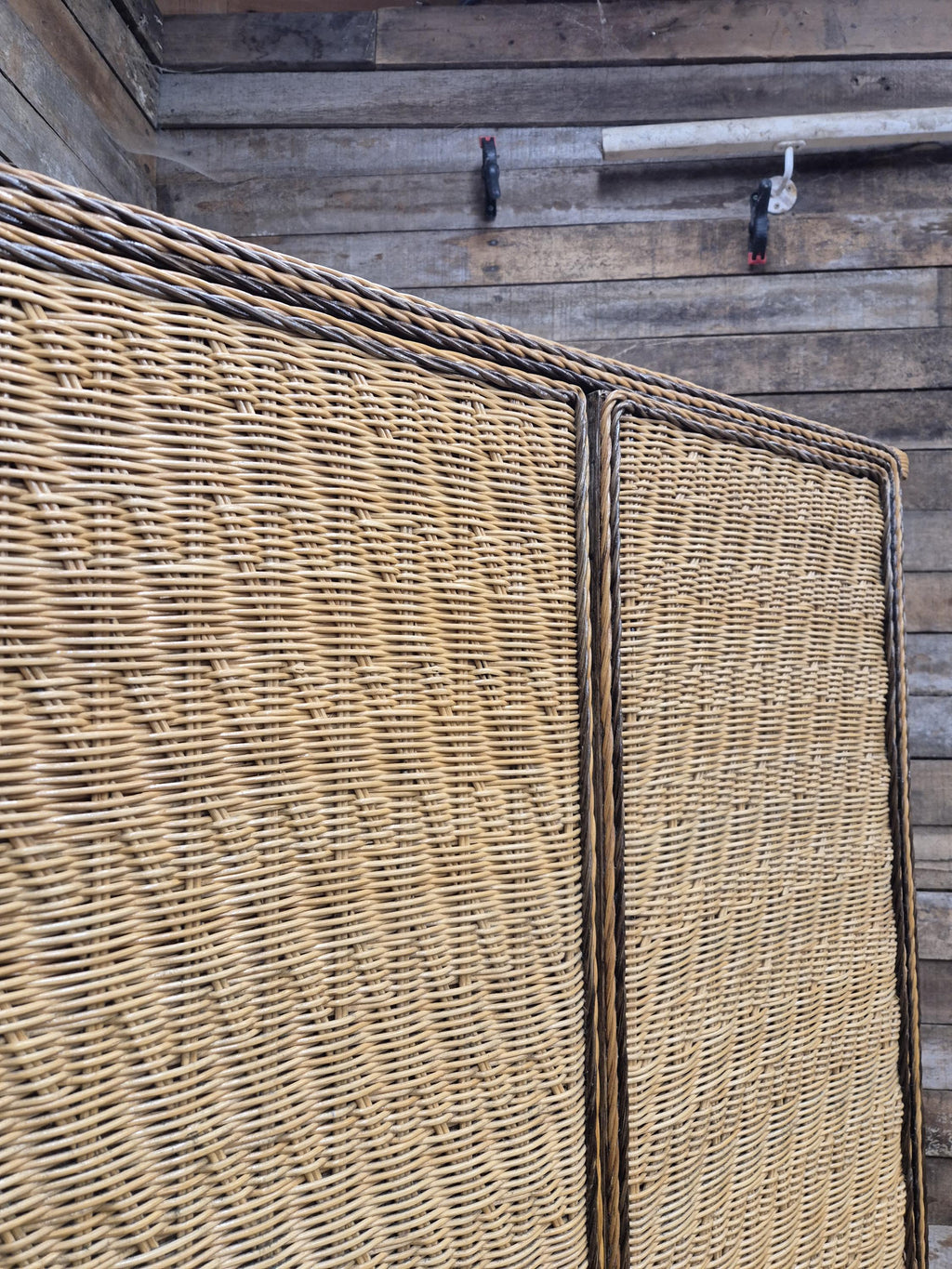 Vintage Tall Wicker Wardrobe Armoire with Drawers Vintage Rattan Cabinet Tallboy