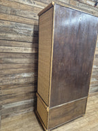Vintage Tall Wicker Wardrobe Armoire with Drawers Vintage Rattan Cabinet Tallboy