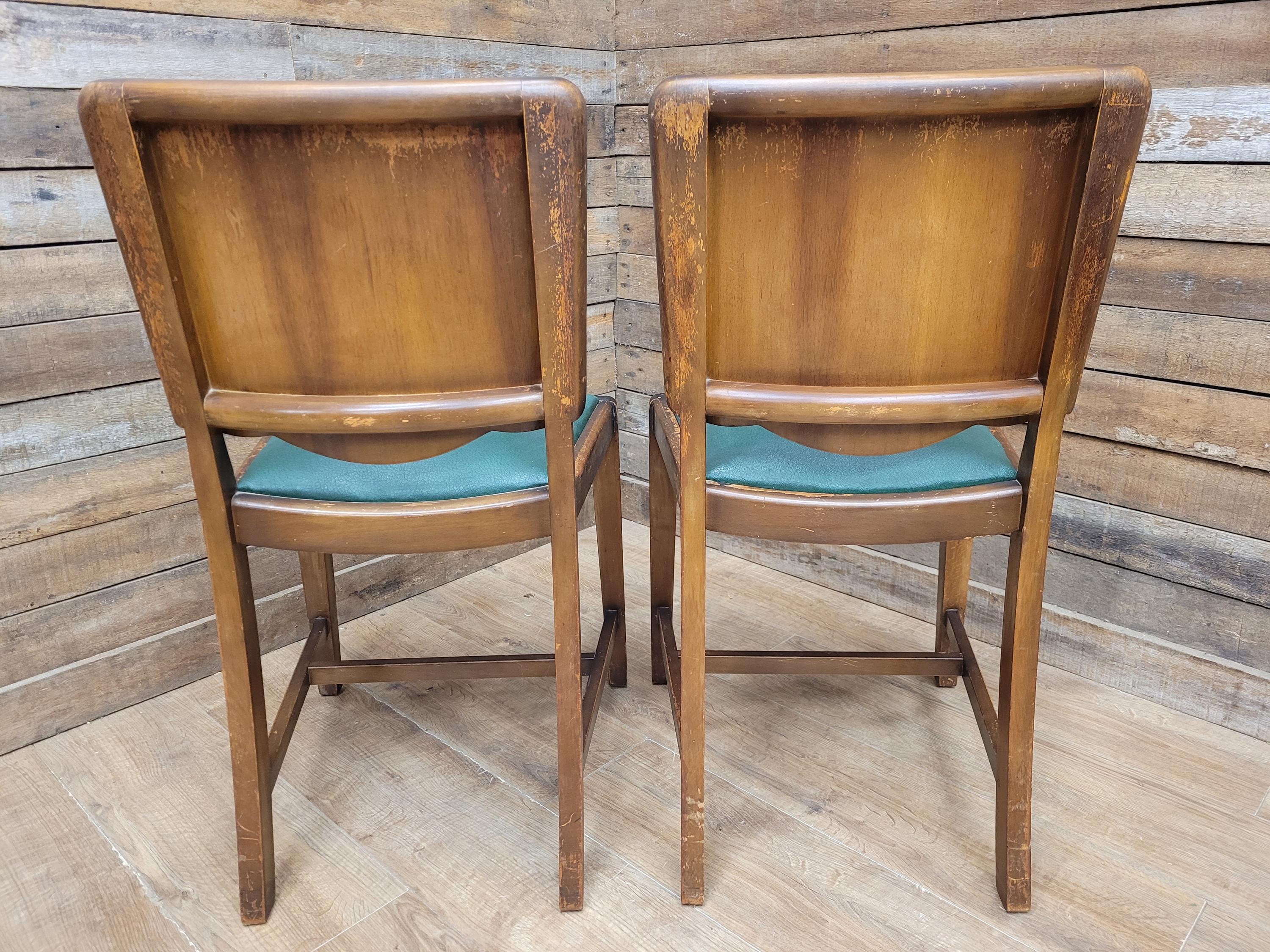 Four Mid Century Beautility Dining Chairs Vintage Mid Century Green Vinyl Seats