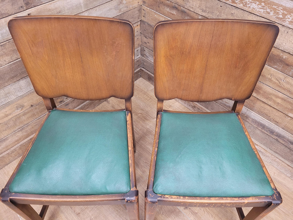 Four Mid Century Beautility Dining Chairs Vintage Mid Century Green Vinyl Seats