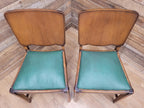 Four Mid Century Beautility Dining Chairs Vintage Mid Century Green Vinyl Seats