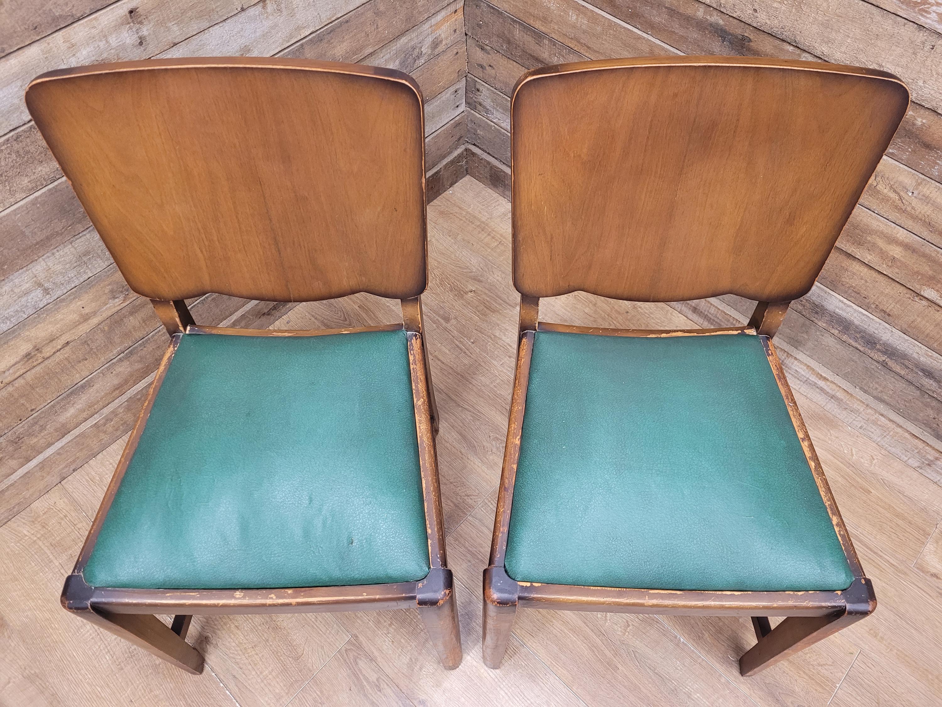 Four Mid Century Beautility Dining Chairs Vintage Mid Century Green Vinyl Seats