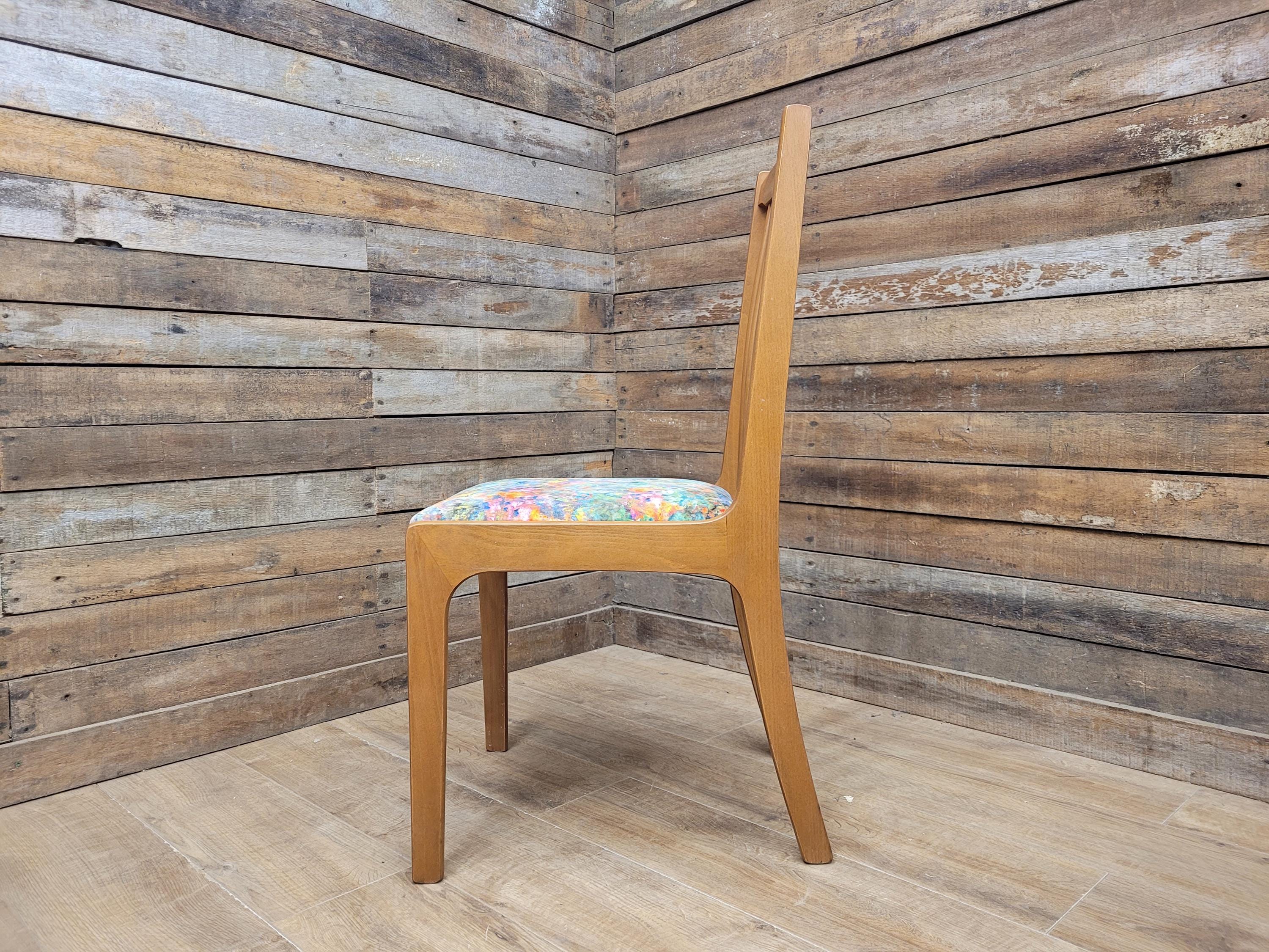 Mid Century Retro Hall Bedroom Chair Slat Back Renoir Velvet Upholstery