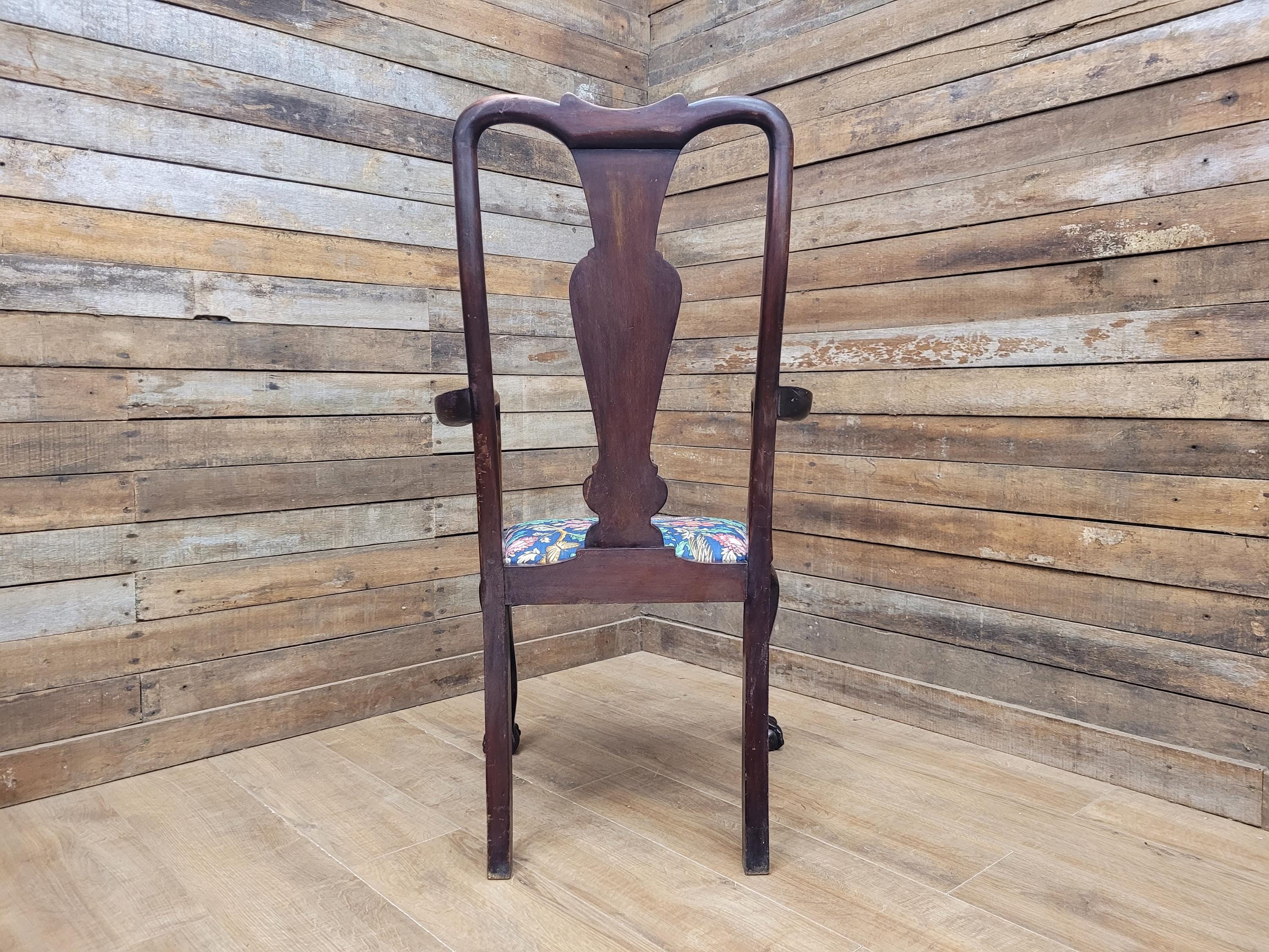 Antique Georgian Style Mahogany Claw Foot Armchair William Morris Bird Seat