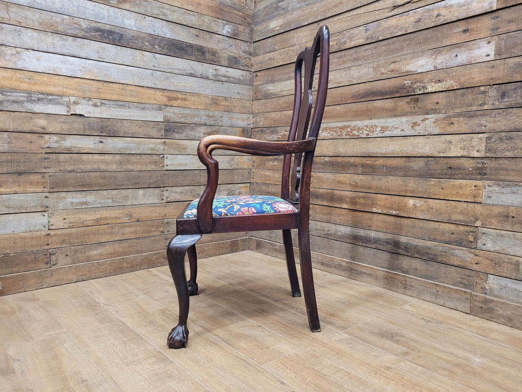 Antique Georgian Style Mahogany Claw Foot Armchair William Morris Bird Seat