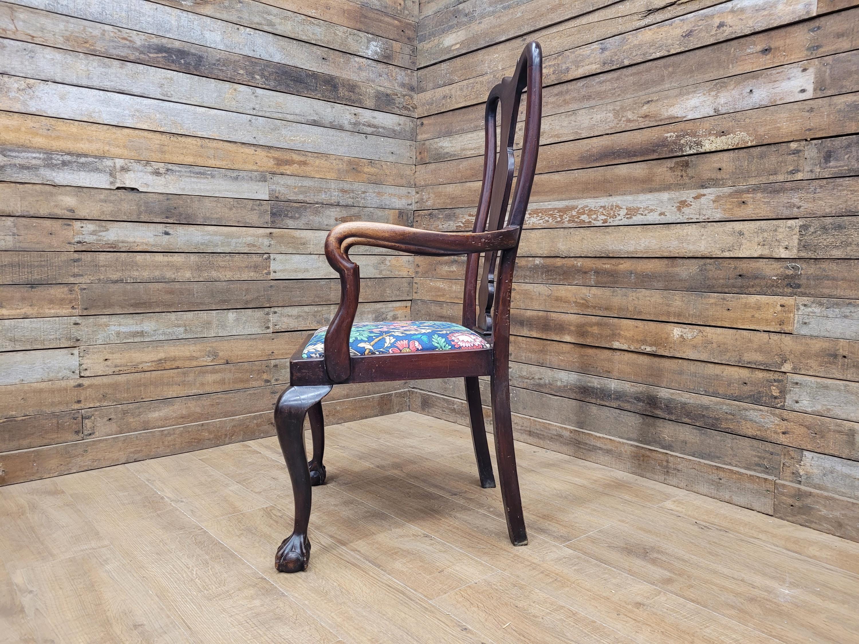 Antique Georgian Style Mahogany Claw Foot Armchair William Morris Bird Seat